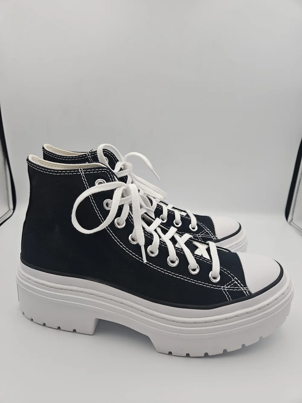 Converse Black and White Platform High-Top Sneakers